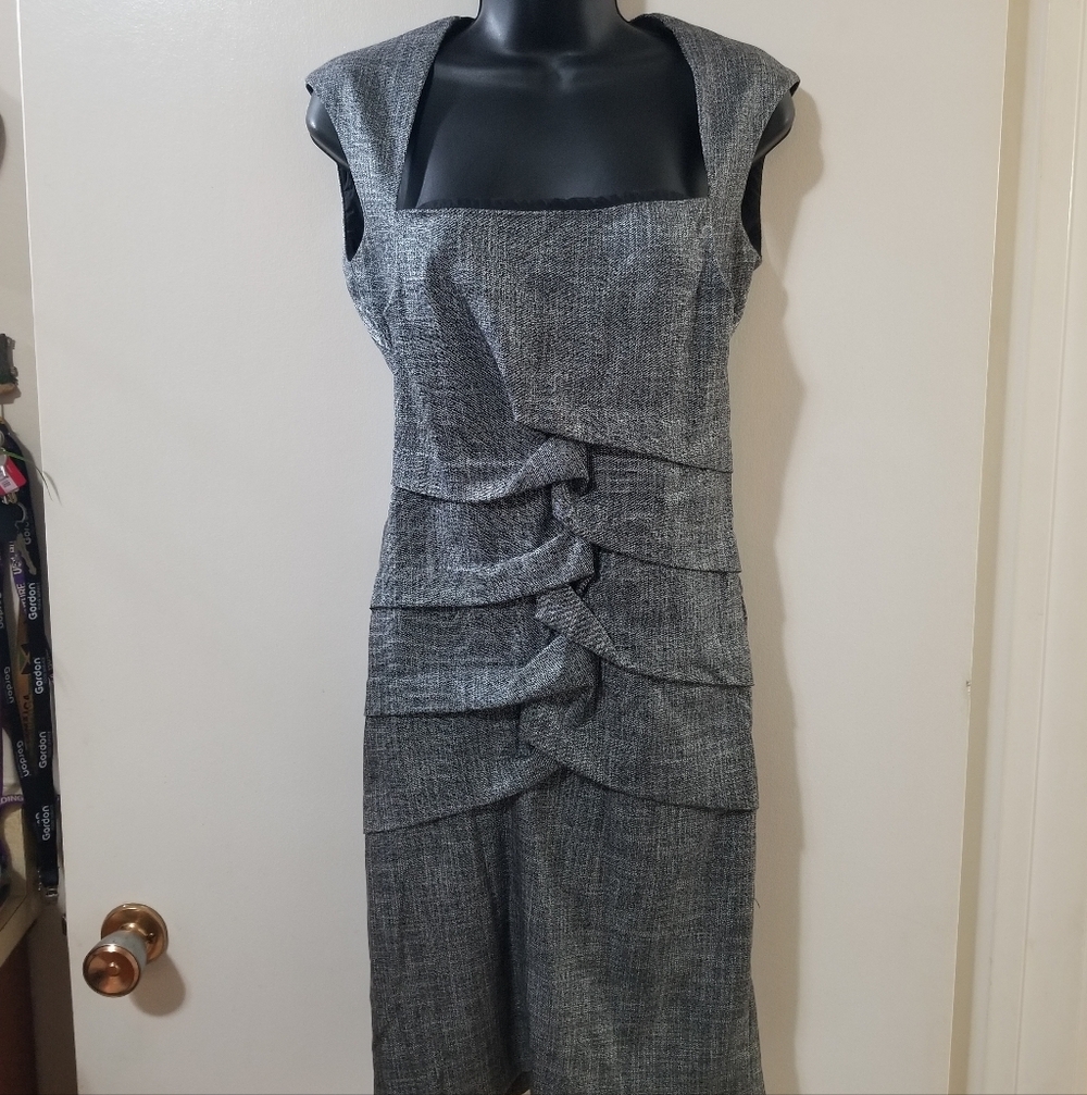Nicole Miller Studio Gray Ruched Sheath Dress Size 4